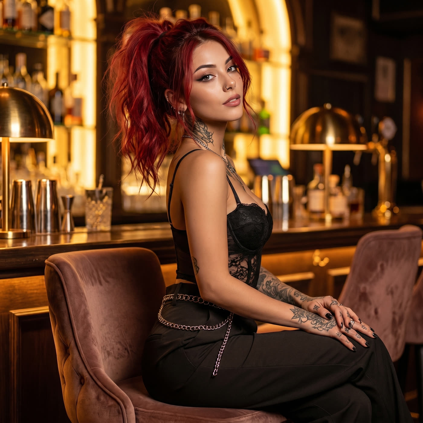 Vixen Rae in her home studio surrounded by recording gear