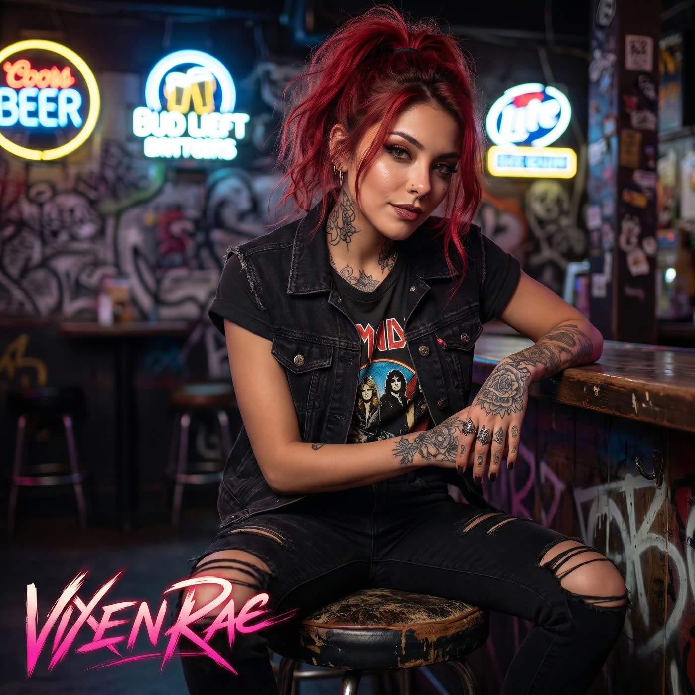 Vixen Rae with an open book, expression distant and thoughtful