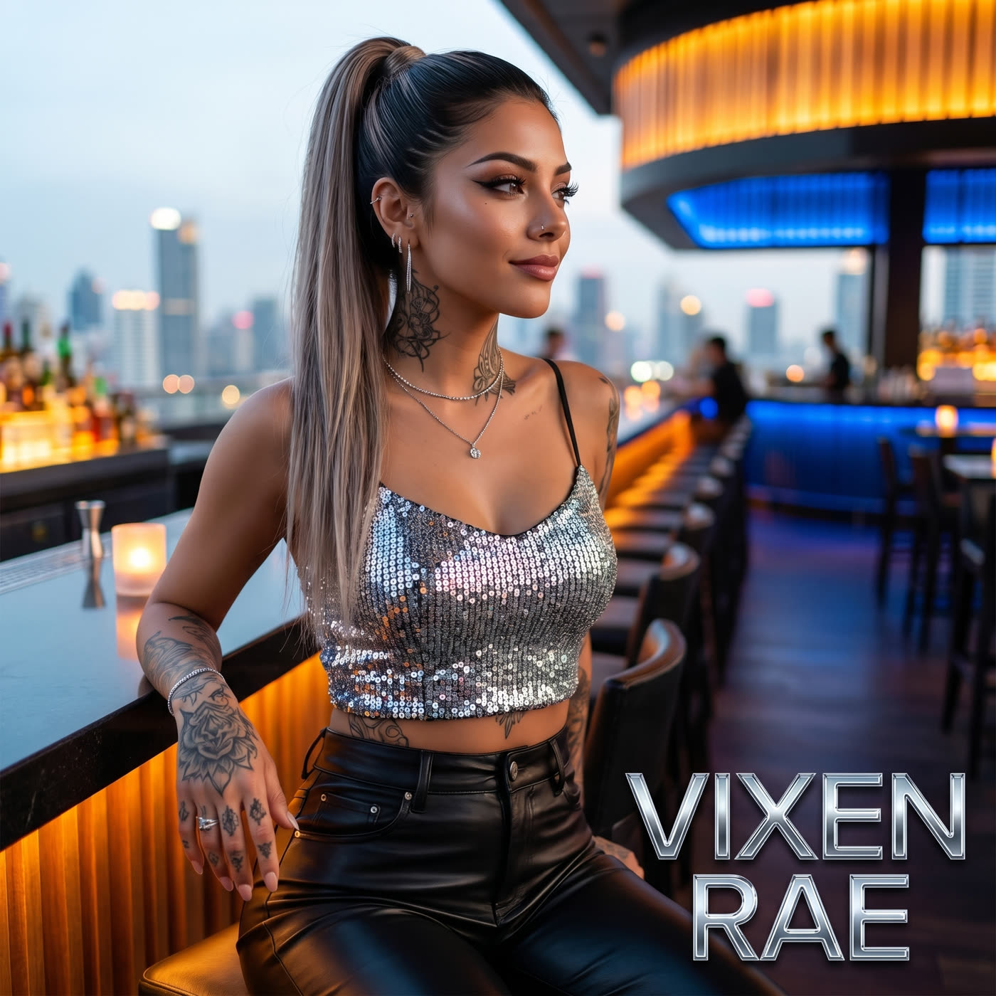 Vixen Rae looking directly at camera with a slightly amused expression