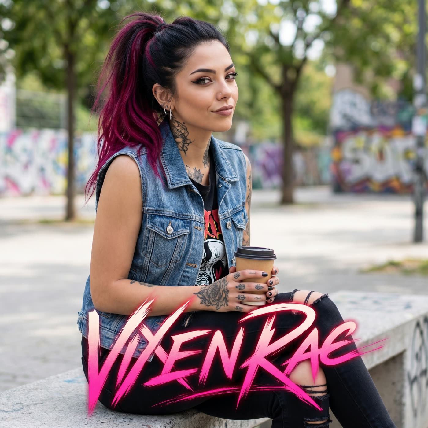 Vixen Rae at a desk with a laptop and scattered papers, overwhelmed but functional